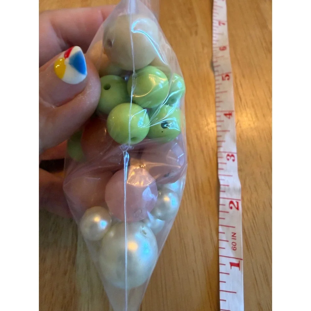 Mixed Pastel Acrylic Plastic Beads Lot Loose Faux Pearl Faceted Craft Jewelry